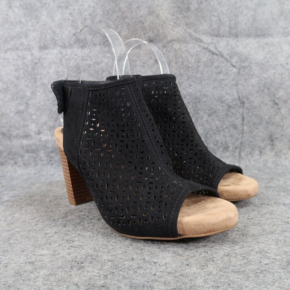 Giani Bernini Shoe Women 6 Bootie Fashion Ankle Strap open Toe Chunky Heel Black